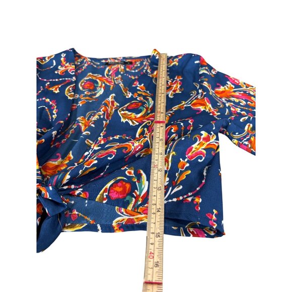 Nasty Gal Multicolor Paisley Print Tie-Front Long Sleeve Blouse Size M - Picture 8 of 8